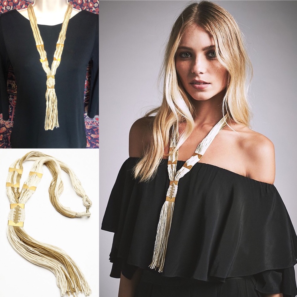 NWT tan cream Free People OPEN ROAD boho necklace